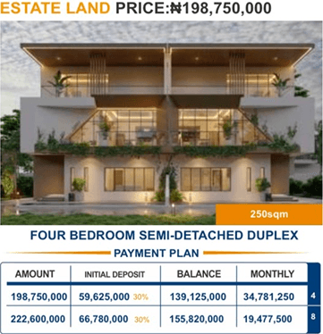 FOUR BEDROOM SEMI-DETACHED DUPLEX